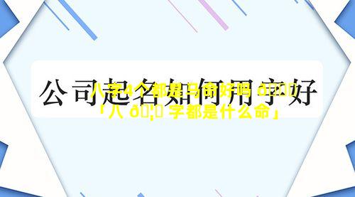 八字4个都是马命好吗 🍁 「八 🦟 字都是什么命」